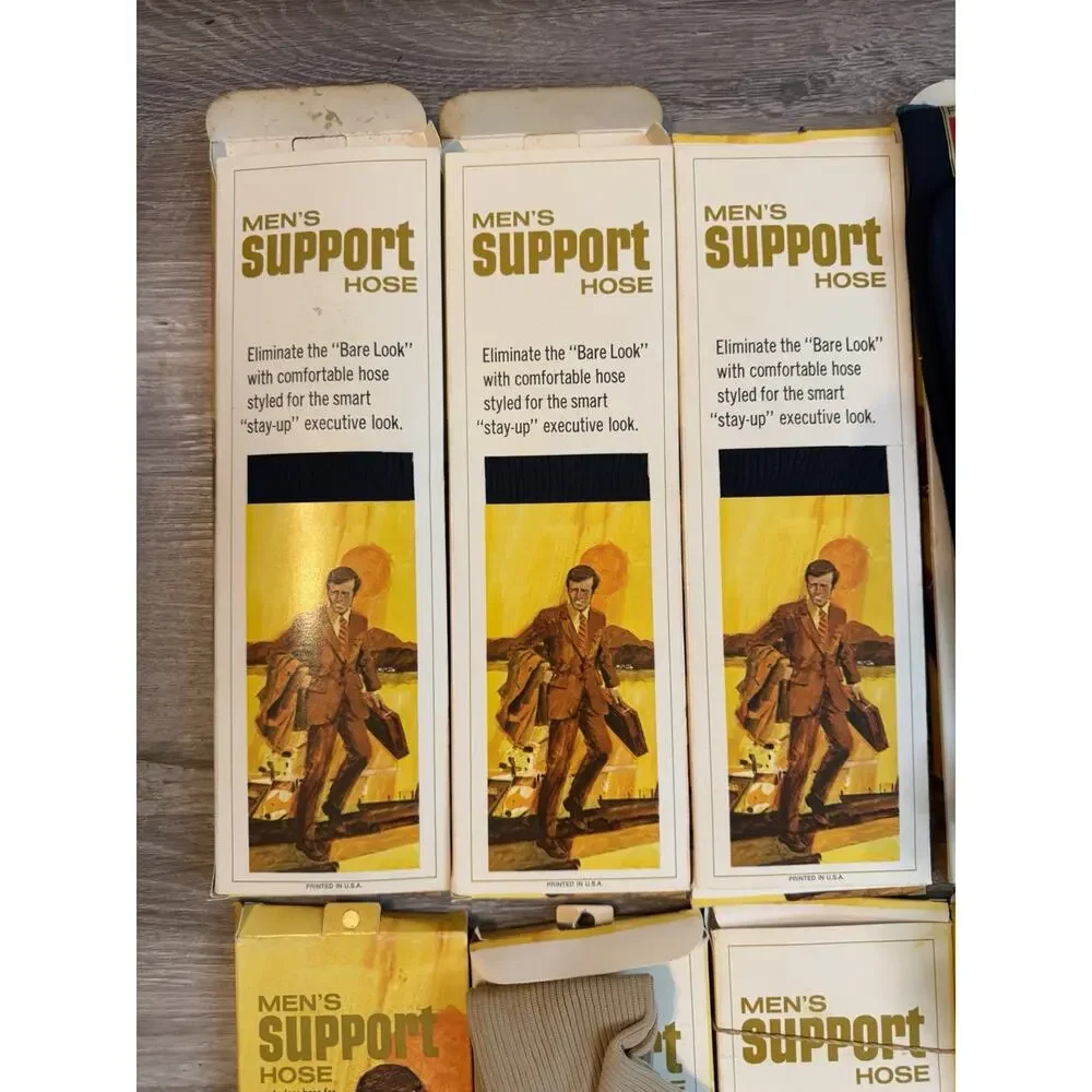 Vintage Men’s Support Hose Lot of 12 NOS New Old Stock Made in USA 70s 80s